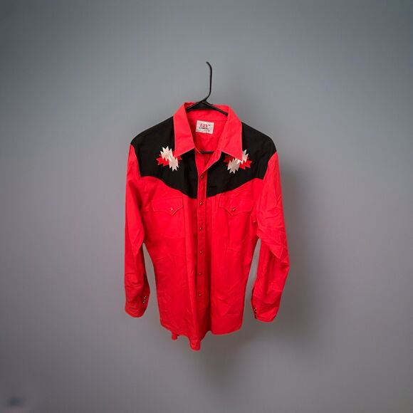 Vintage 90s Mens Medium Western Ely Diamond‎ Pearl Snap Button Shirt Rodeo - Picture 1 of 7